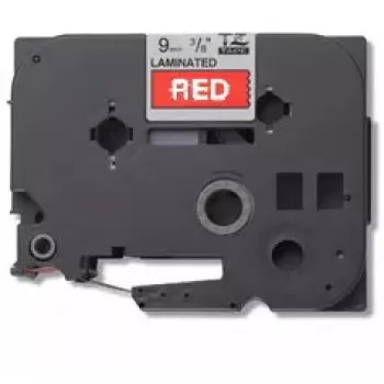 Brother TZ-435 label-making tape White on red