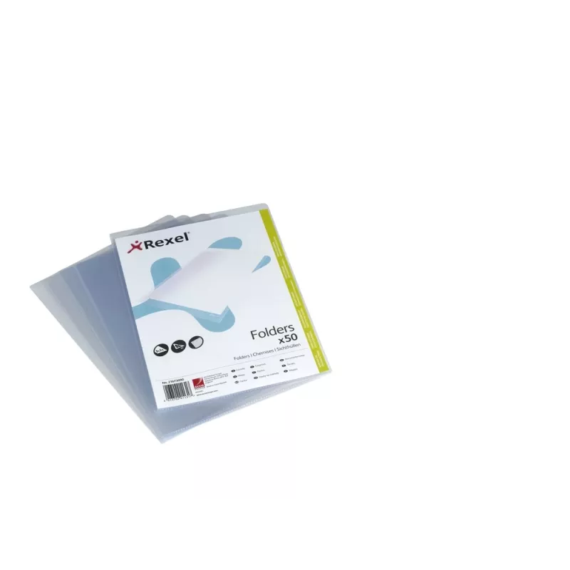 Rexel Crystal Clear A4 L Folder (50), 210 x 297 mm (A4), Transparent, Polypropylene (PP), 221 mm, 310 mm, 13 mm
