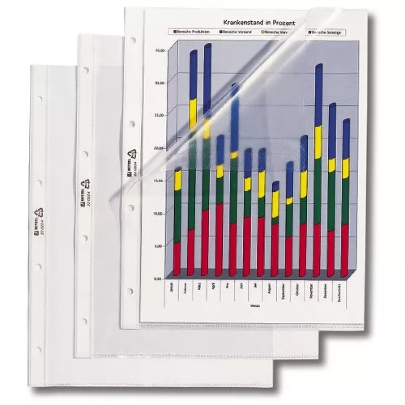 Hetzel Standard Sheet Protector, A4, PVC 0.095 mm, Open at Side and Top (220204)