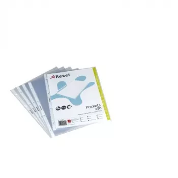 Rexel Embossed A4 Top Open Pocket Clear (50), 210 x 297 mm (A4), Transparent, Polypropylene (PP), Portrait, 50 pc(s)