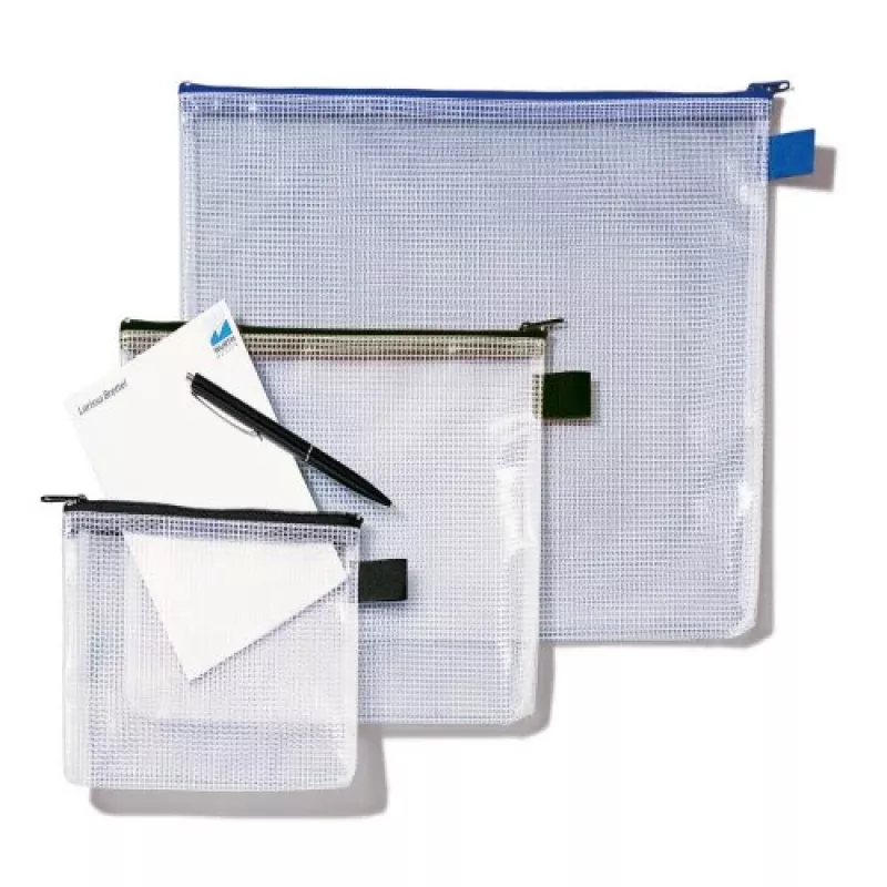Rexel Mesh Bag With Black Zip A5, PVC, 31 g, Black, Transparent
