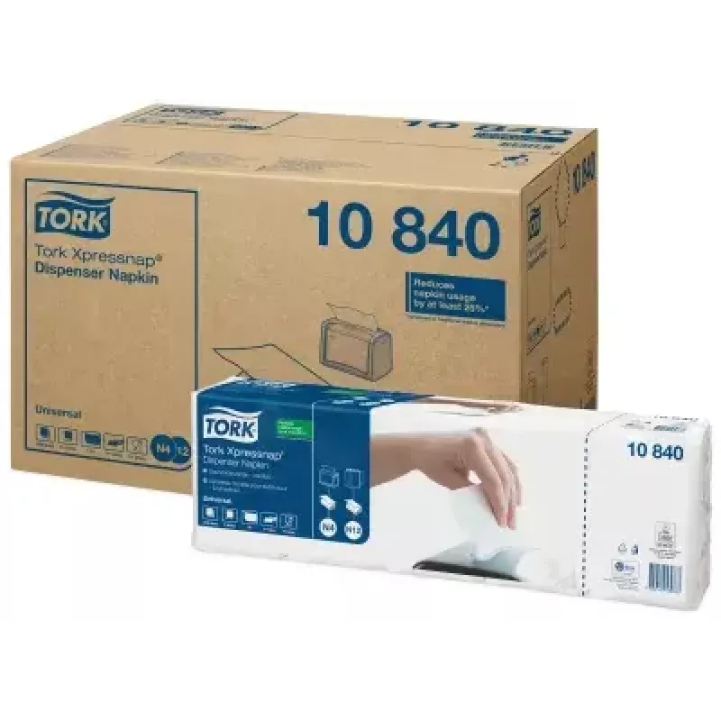Napkin Tork 10840 white – Tork disposable paper napkins, single-ply, standard fold