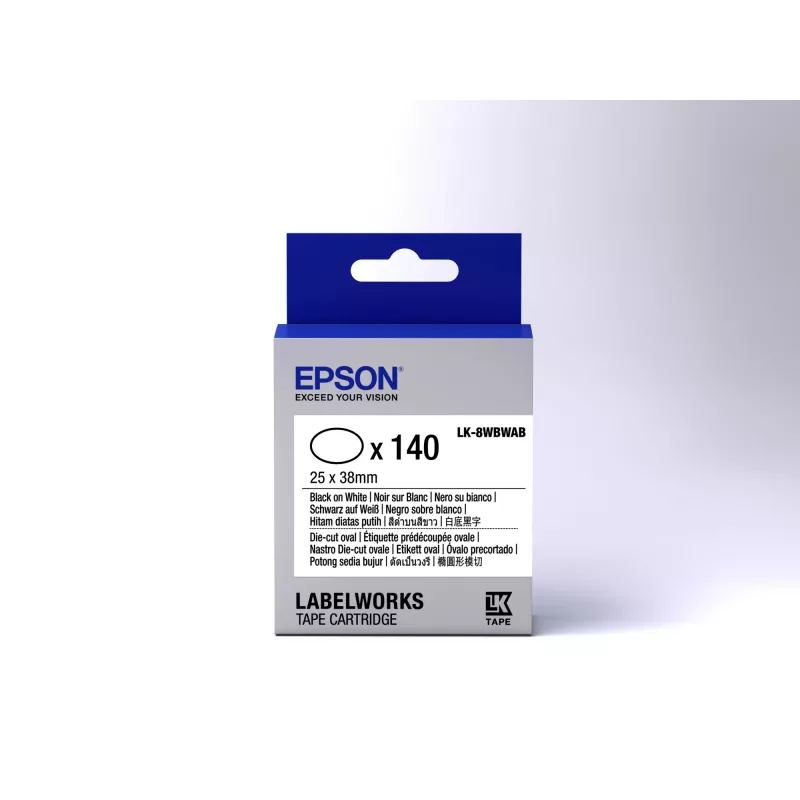Epson Label Cartridge Die-cut Oval LK-8WBWAB Black/White 25x38mm (140 labels)