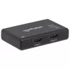 Manhattan HDMI Splitter 2-Port , 4K@30Hz, Displays output from x1 HDMI source to x2 HD displays (same output to both displays), AC Powered (cable 0.9m), Black, Three Year Warranty