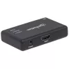 Manhattan HDMI Splitter 2-Port , 4K@30Hz, Displays output from x1 HDMI source to x2 HD displays (same output to both displays), AC Powered (cable 0.9m), Black, Three Year Warranty