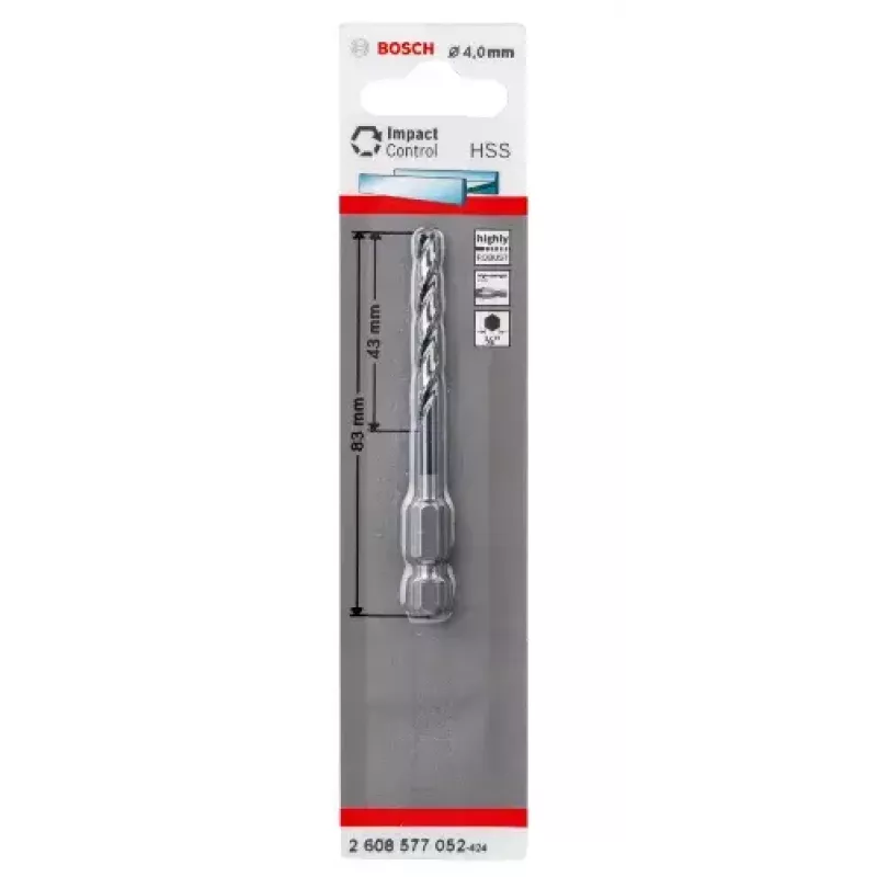 Bosch 2608577052 metal twist drill bit 4 mm, 83 mm total length