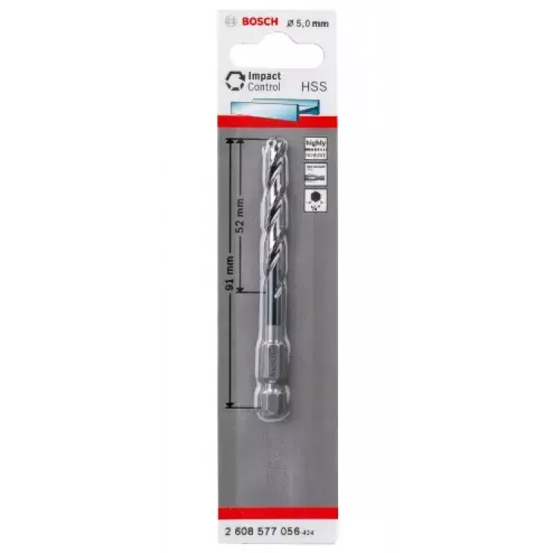 Bosch 2608577056 metal twist drill bit 5 mm, 91 mm total length