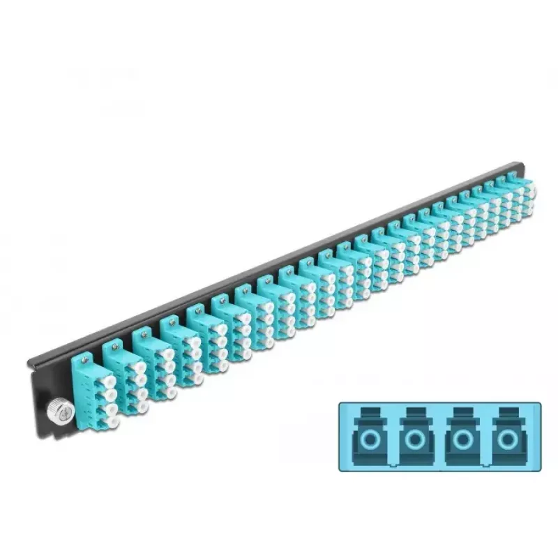 Splice Box Front Panel DeLOCK 19 inch 24 port LC Quad aqua