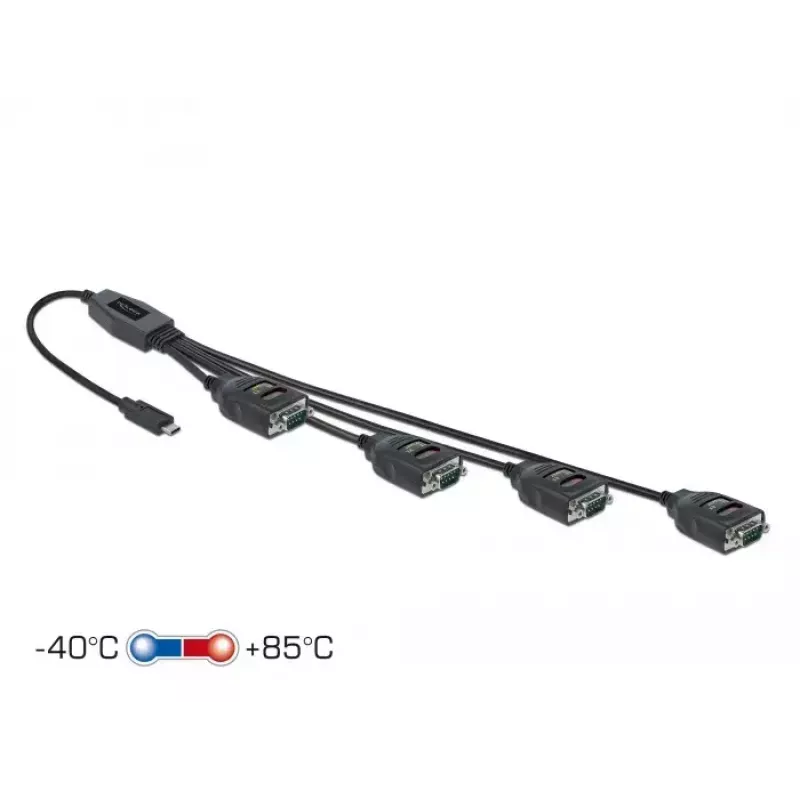 Adapter USB Type-C to 4 x Serial RS-232 DB9 DeLOCK 90495