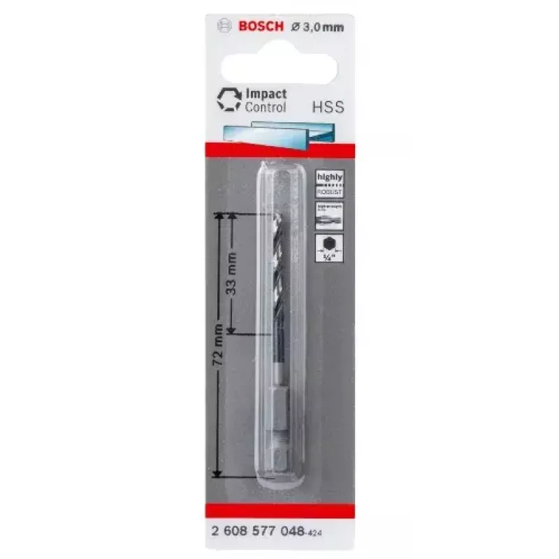 Bosch 2608577048 metal twist drill bit 3 mm, 72 mm total length, DIN 338
