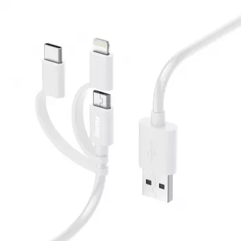 Hama 3-in-1 Multi Charging Cable, USB-A - Micro-USB, USB-C and Lightning, 1.0 m, White