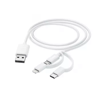 Hama 3-in-1 Multi Charging Cable, USB-A - Micro-USB, USB-C and Lightning, 1.0 m, White