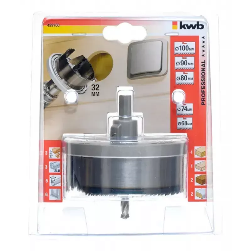 Hole Saw Set KWB 499700 5 pcs Suitable for Acrylic Wood Metal