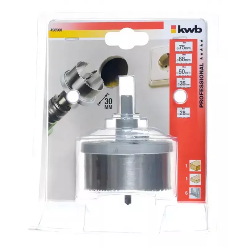 Hole Saw Set KWB 498500 5 Pieces Suitable for Chipboard Plasterboard Plastic Softwood