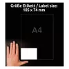 Self-adhesive printer label Avery LR3427-10 White A4 80 labels