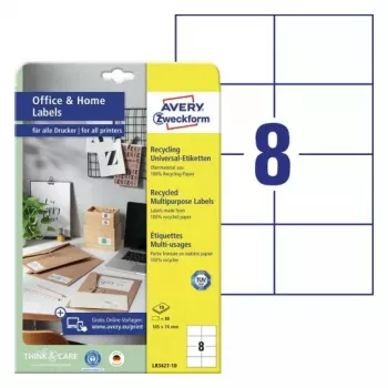 Self-adhesive printer label Avery LR3427-10 White A4 80 labels