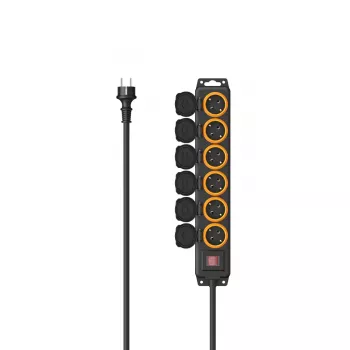 Hama 00223065 power extension 2 m 6 AC outlet(s) Outdoor Black