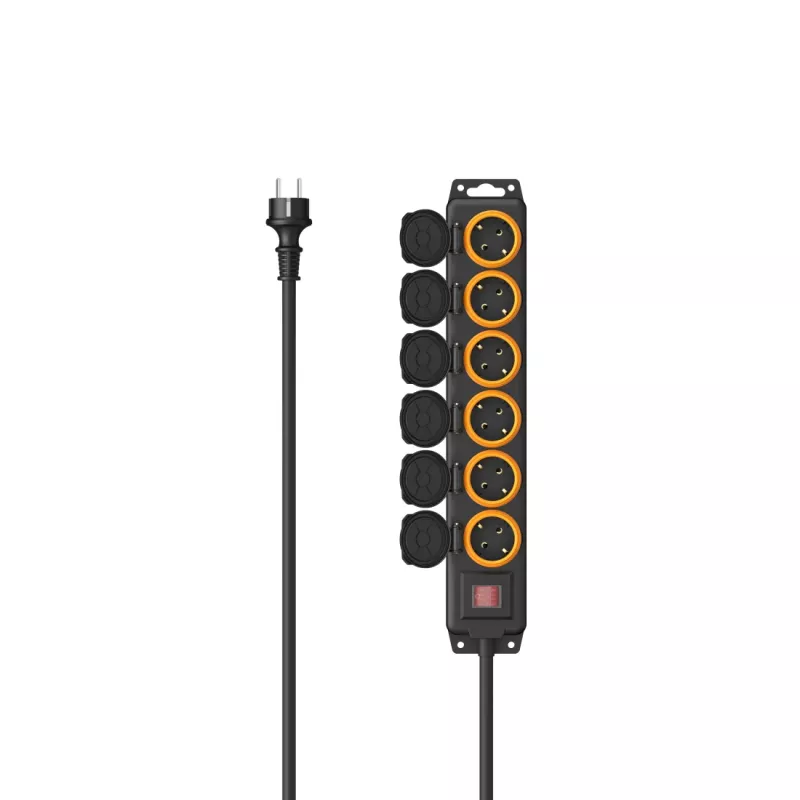 Hama 00223065 power extension 2 m 6 AC outlet(s) Outdoor Black