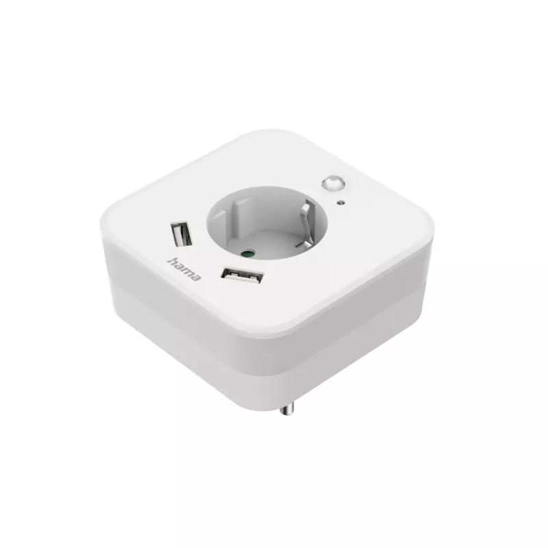Hama 00223498 LED Night Light with Socket, 2 USB Outputs, Motion and Light Sensor