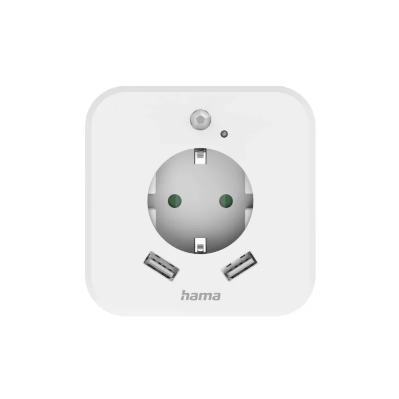 Hama 00223498 LED Night Light with Socket, 2 USB Outputs, Motion and Light Sensor