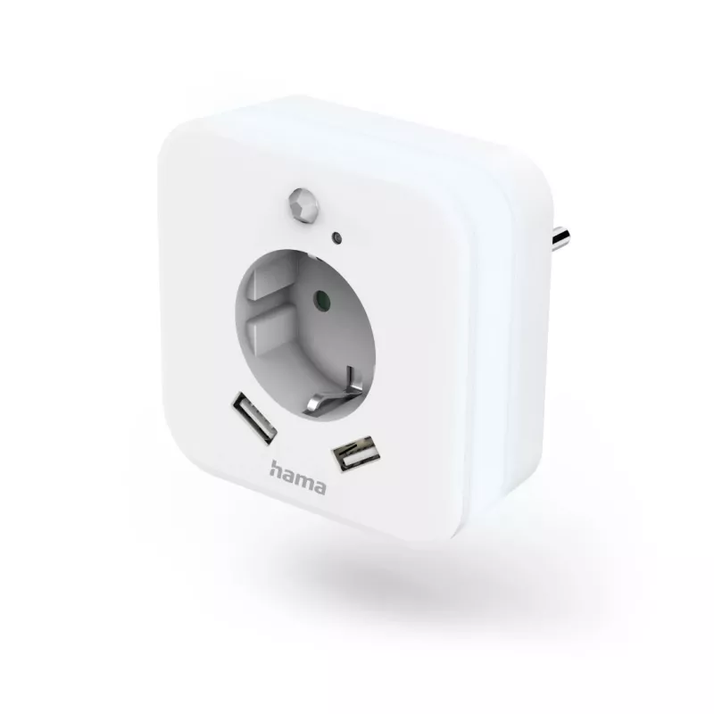 Hama 00223498 LED Night Light with Socket, 2 USB Outputs, Motion and Light Sensor
