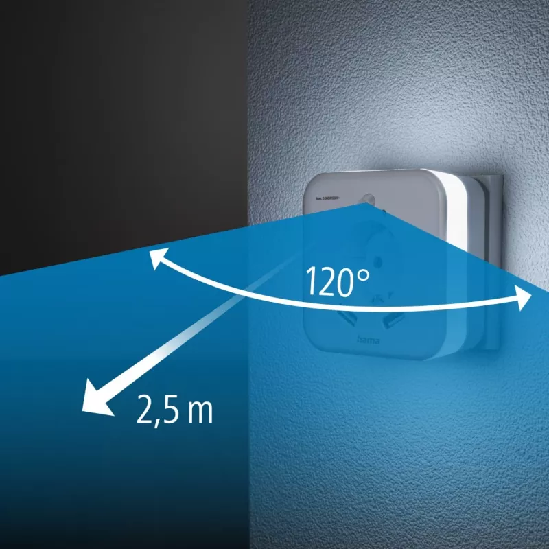 Hama 00223498 LED Night Light with Socket, 2 USB Outputs, Motion and Light Sensor