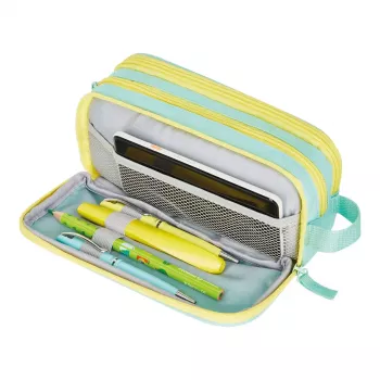 Pencil Case Herlitz Neon Soft Polyester Mint Yellow 235x110x75mm