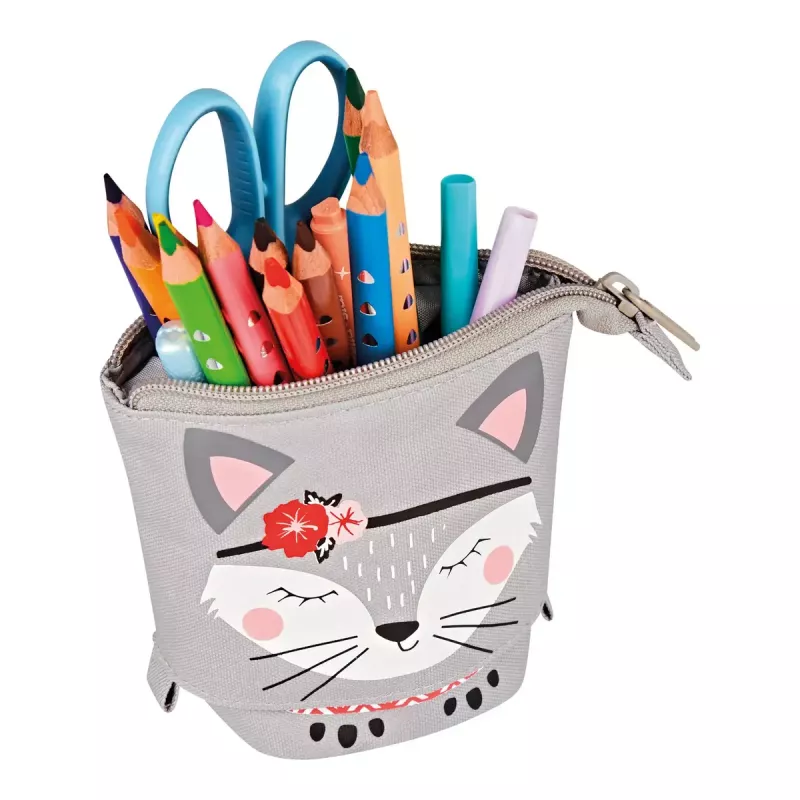 Soft pencil case Herlitz Kitty Polyester Grey Pink White
