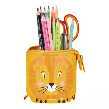 Soft pencil case Herlitz Lion 140mm x 75mm x 185mm Polyester Orange Yellow