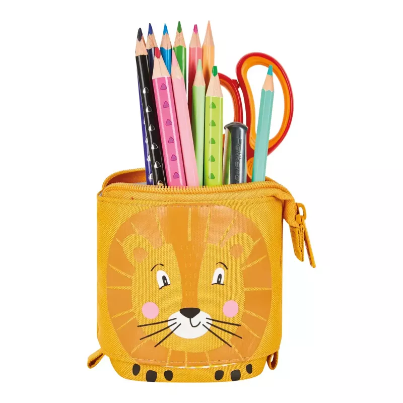 Soft pencil case Herlitz Lion 140mm x 75mm x 185mm Polyester Orange Yellow