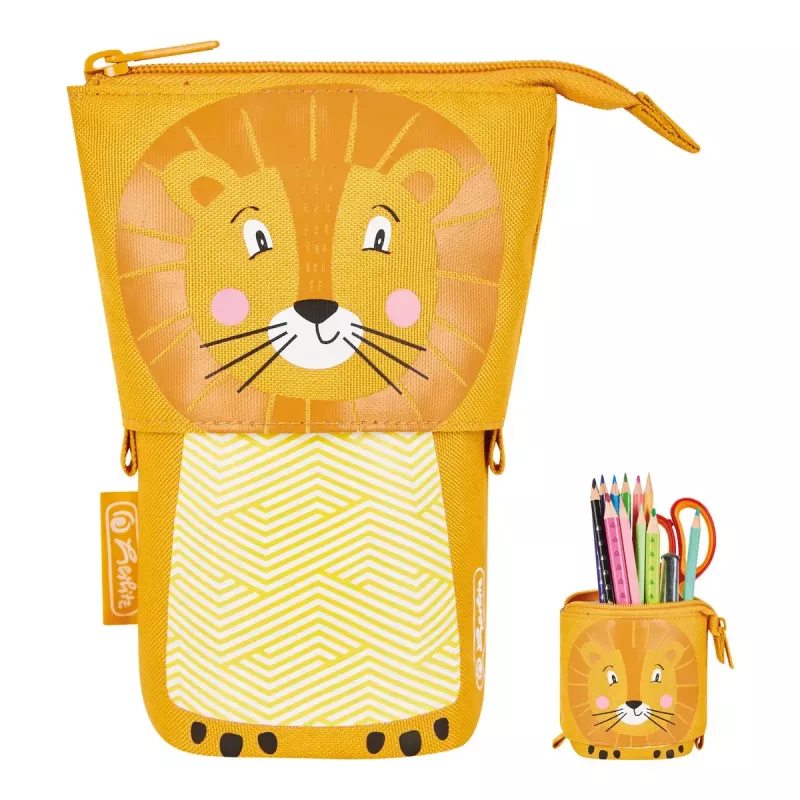 Soft pencil case Herlitz Lion 140mm x 75mm x 185mm Polyester Orange Yellow