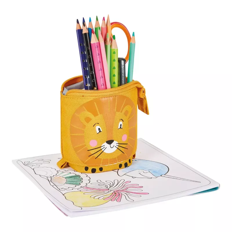 Soft pencil case Herlitz Lion 140mm x 75mm x 185mm Polyester Orange Yellow