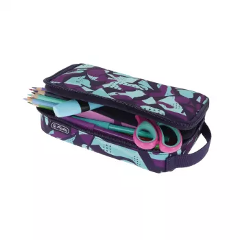 Pencil Case Herlitz 2 Go CamoPurple Polyester Blue Purple 210x130x60mm