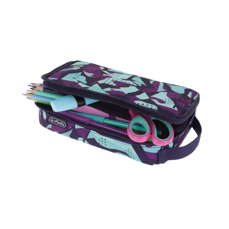 Pencil Case Herlitz 2 Go CamoPurple Polyester Blue Purple 210x130x60mm