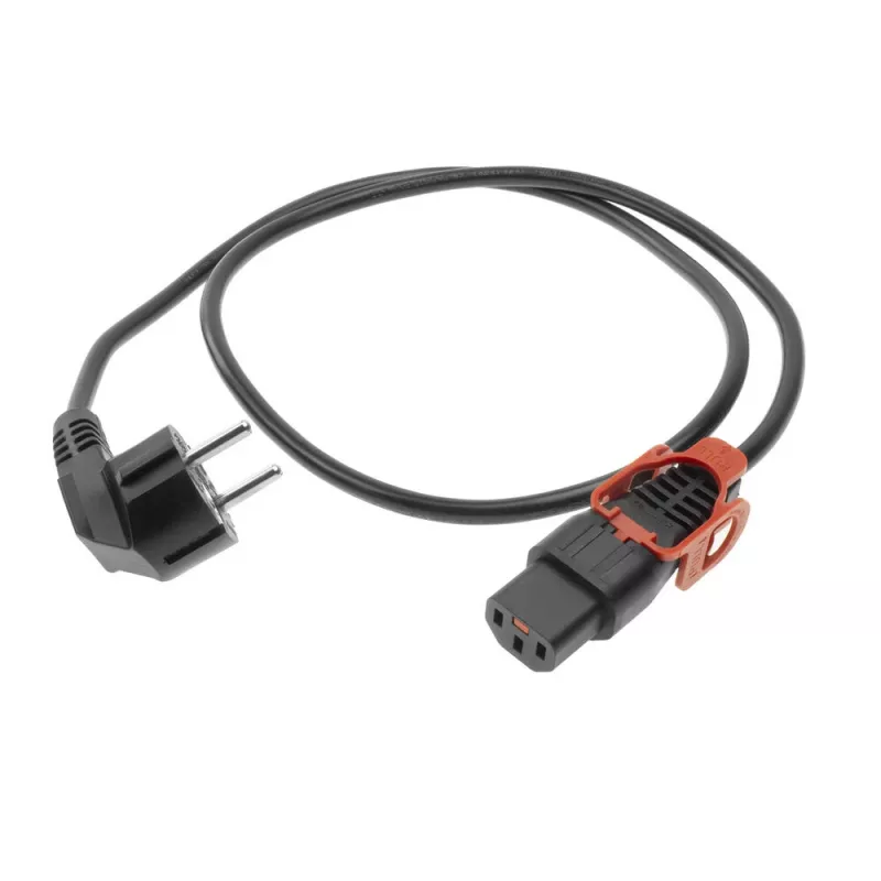 ACT Powercord CEE 7/7 male (angled) - C13 IEC Lock+ black 2 m, EL332S, 5-pack