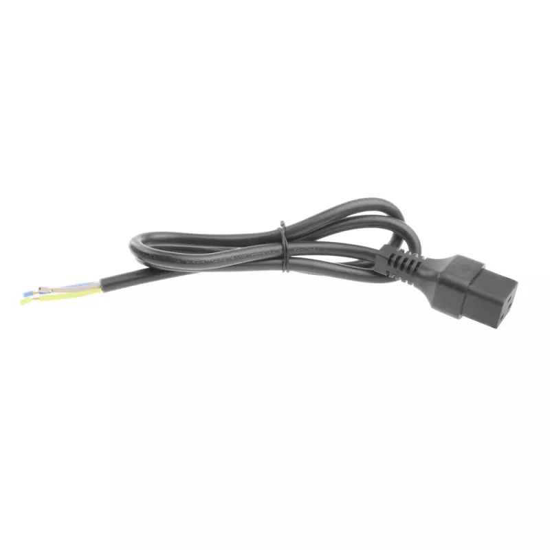 ACT Powercord C19 IEC Lock - open end black 2 m, PC1174, 5-Pack
