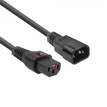 ACT Powercord C13 IEC Lock - C14 black 2 m, PC1021, 5-Pack