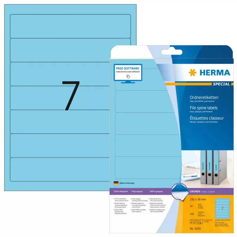 File labels A4 HERMA 5093 blue paper matt opaque 140 pcs