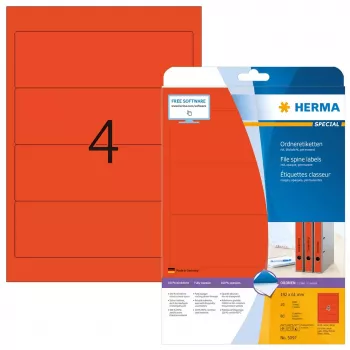 File labels HERMA A4 192x61 mm red paper matt opaque 80 pcs