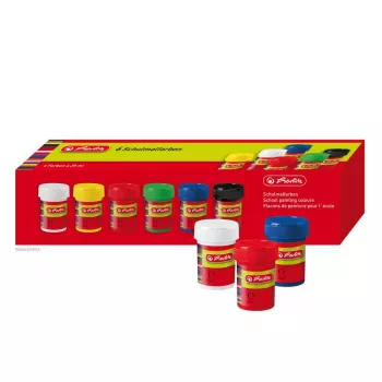 Water Based Paint Herlitz 8643025 Black Blue Green Red White Yellow 25 ml Jar 6 pcs