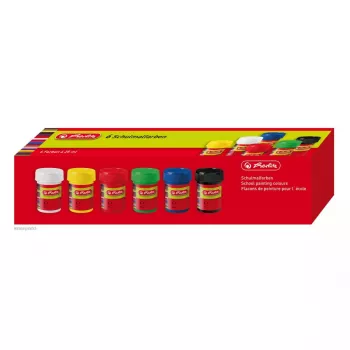Water Based Paint Herlitz 8643025 Black Blue Green Red White Yellow 25 ml Jar 6 pcs