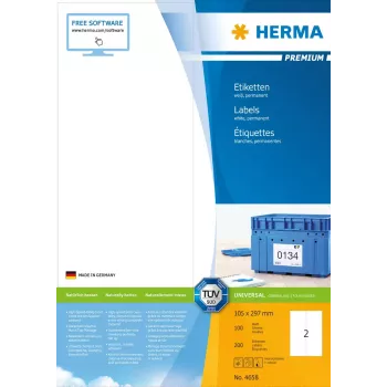 Labels HERMA Premium A4 105x297 mm white paper matt 200 pcs