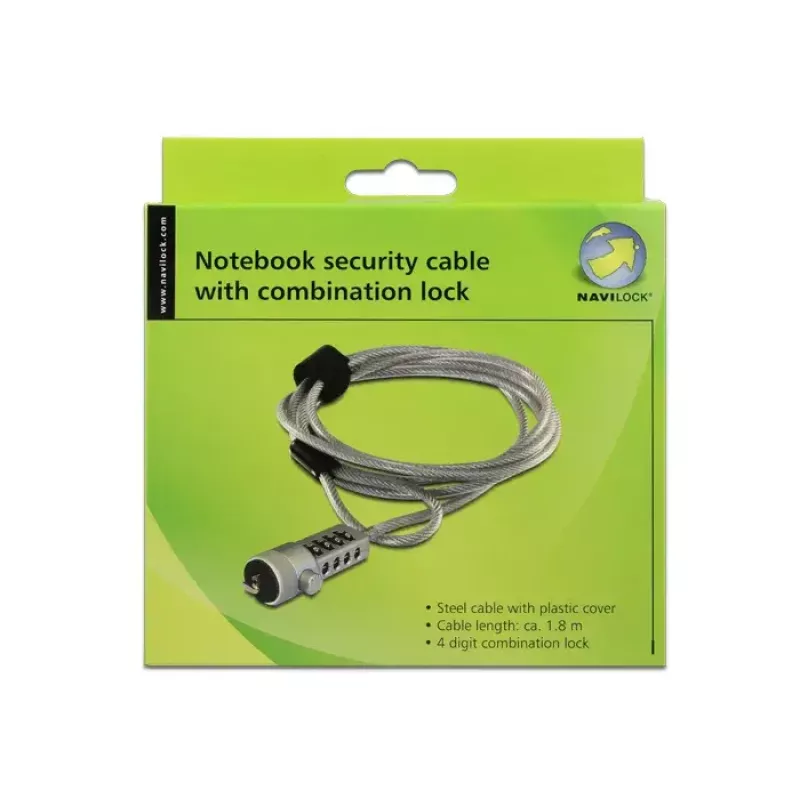 Cable lock Navilock 20643 Silver 1.8 m