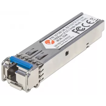 Intellinet Transceiver Module Optical, Gigabit Fiber WDM Bi-Directional SFP, 1000Base-Lx (LC) Single-Mode Port, 10km, Wavelengths: receive (RX) 1550nm and transmit (TX) 1310nm, WDM (Rx1550/Tx1310), MSA Compliant, Equivalent to Cisco GLC-BX-U, Ethernet, Fibre