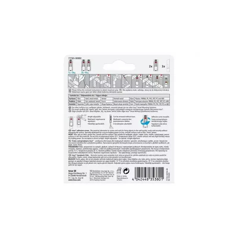 Universal hook TESA 77765 Indoor White 2 pc(s)