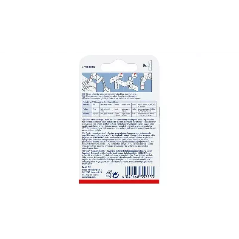 Universal hook TESA 77760 Indoor White 9 pc(s)