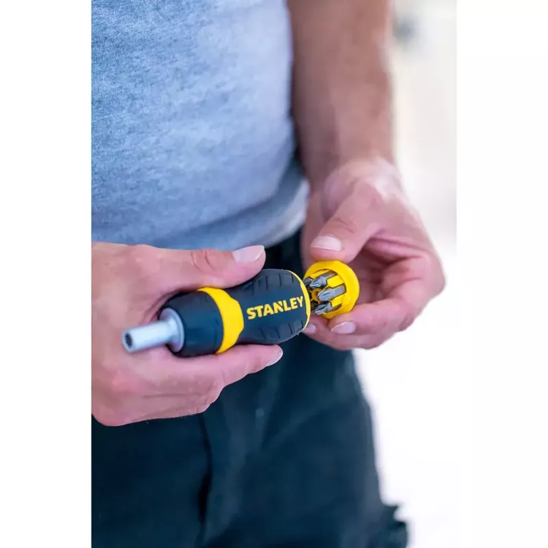 Screwdriver Stanley Stubby Multibit Ratcheting 0-66-358
