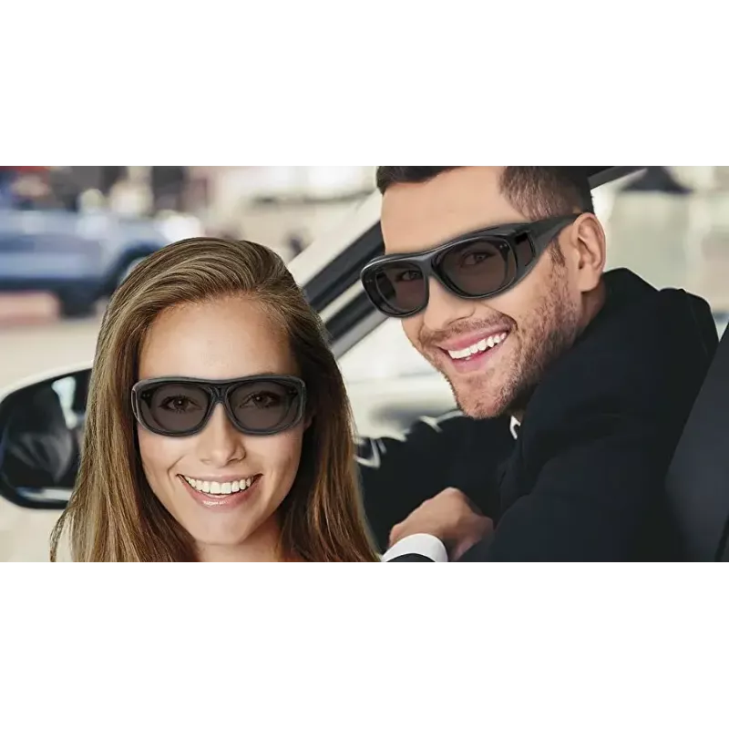 Sunglasses WEDO 271 48599 Oval wrap-around, unisex, polarizing lenses, over-glasses style