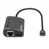 Manhattan USB-C Dock/Hub with Card Reader, Ports (x6): Ethernet, HDMI, USB-A (x3) and USB-C, With Power Delivery (100W) to USB-C Port (Note additional USB-C wall charger and USB-C cable needed), Universal for all devices, Aluminium, Equivalent to DKT30CSDHPD3