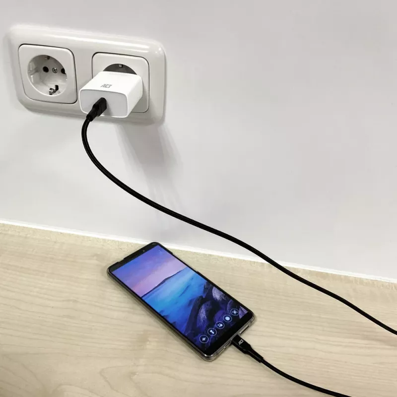 ACT USB 2.0 charging/data cable C male - C male 1 meter, nylon